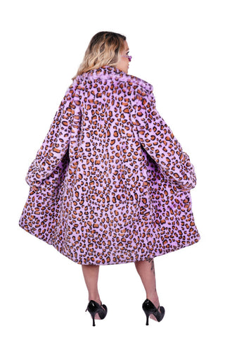 Faux Fur Colorful Leopard Mid-Length Coat