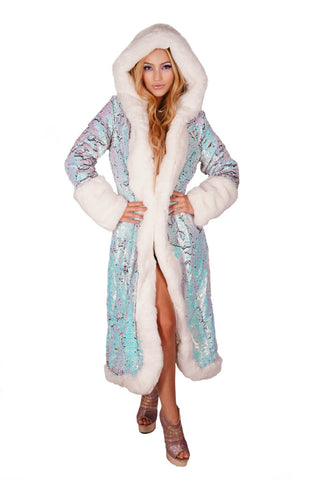 Ice Queen Sequin Fur Lined Coat